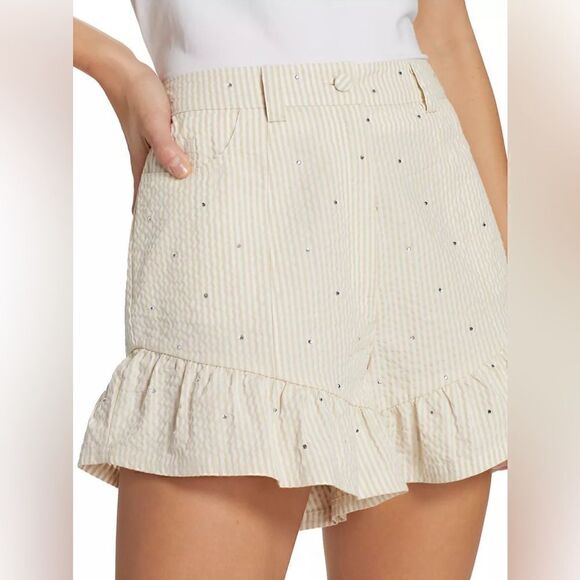 Cinq à Sept NWT RHINESTONE DITSY NEEMA SHORT In White/Plaster Size 2 - Picture 7 of 13